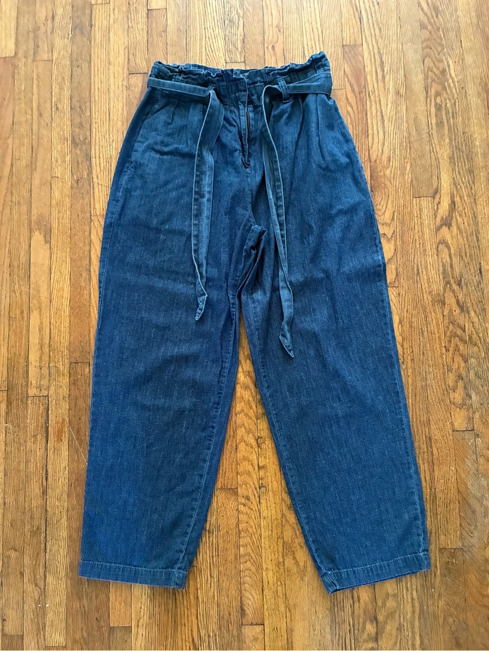 J. Crew Dark Blue Paperbag Waist Relaxed Jeans